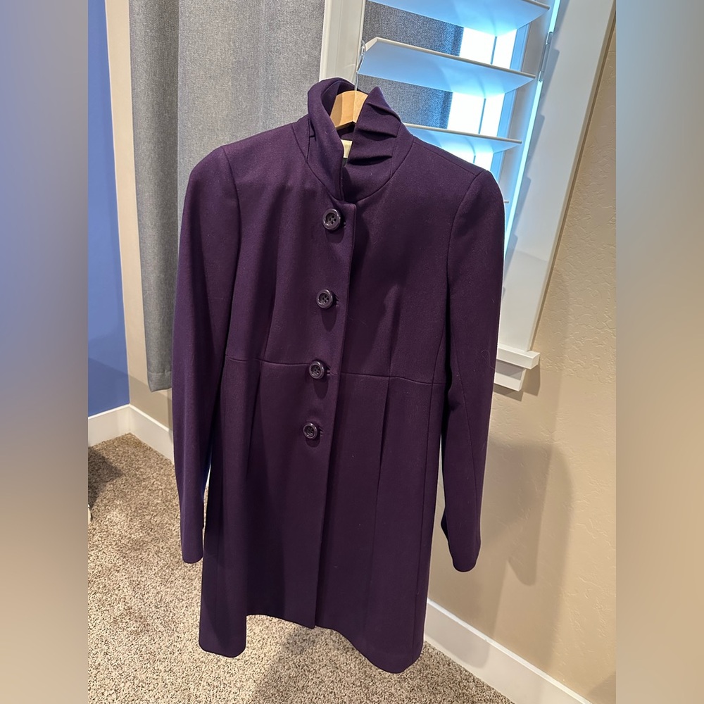 Long J.Crew wool coat, dark purple size 4